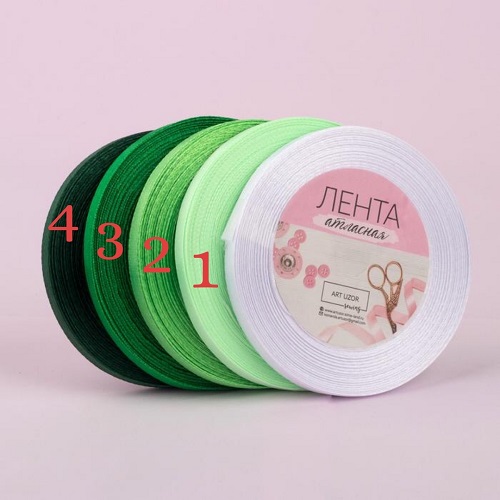 Лента атласная, 2 см, зеленый № 4